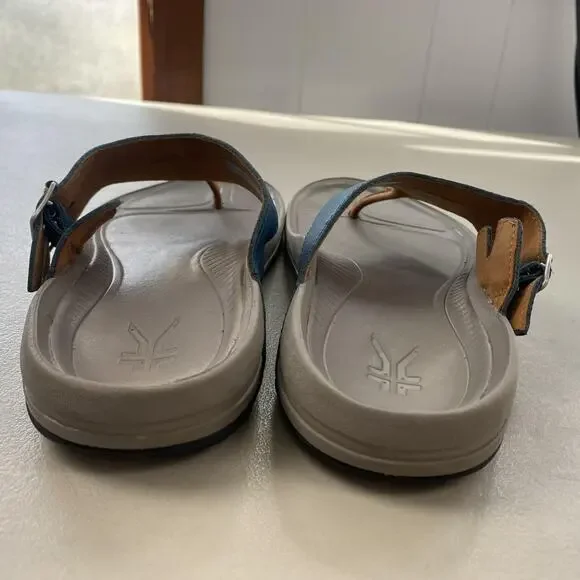 KURU Suomi Sandals Womens 9 Blue Leather Thong Buckle Comfort Arch Support Shoes - Picture 6 of 13